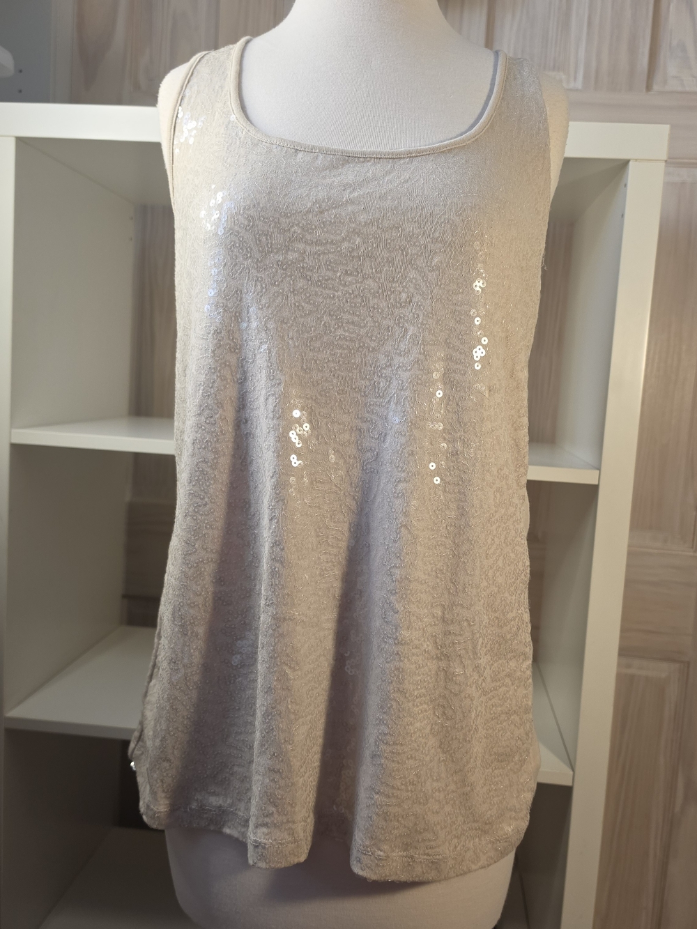 Old Navy Cream Sequin Scoop Neck Tank Size XL